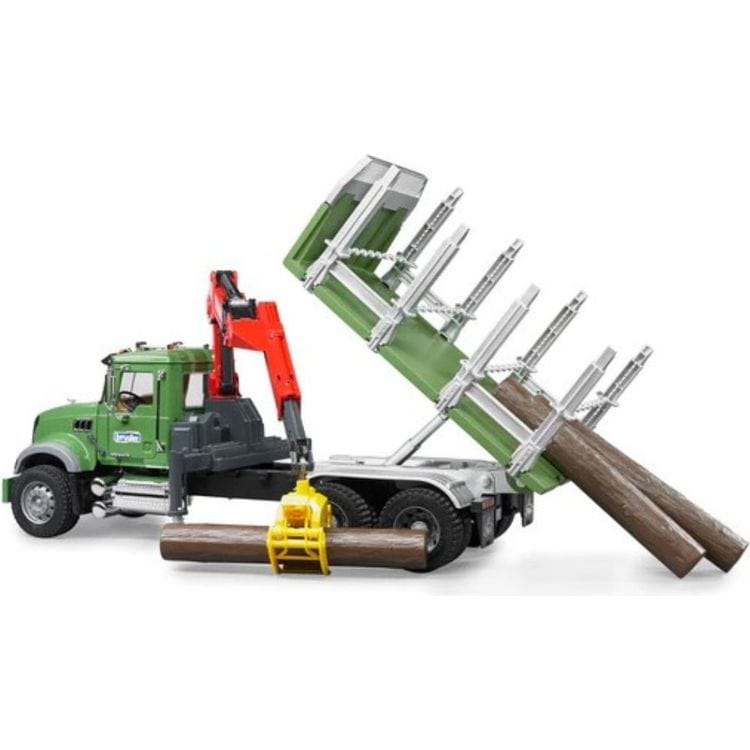 Mack Granite Timber Truck with Loading Crane & 3 Trunks - FAO Schwarz