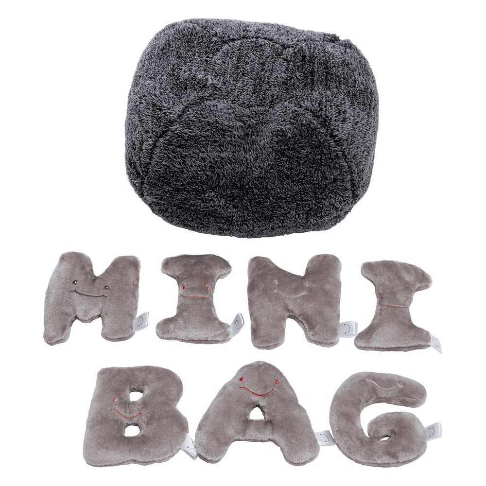Alphabet Plush Mini Set – Rhino Grey Letters with Dark Grey Bag - FAO Schwarz