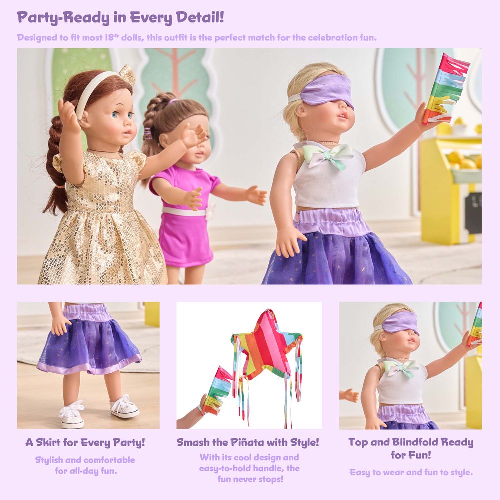 Sophia’s 18” Doll Piñata Birthday Party Outfit Set - FAO Schwarz