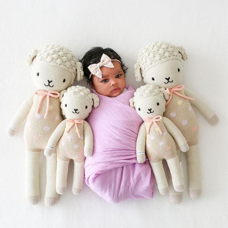Regular 20″ Lucy the Lamb (Pastel) Hand-Knit Doll - FAO Schwarz