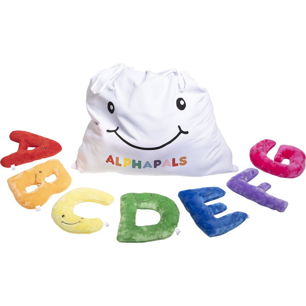 Alphabet Plush Set – Rainbow Letters with White Drawstring Bag - FAO Schwarz