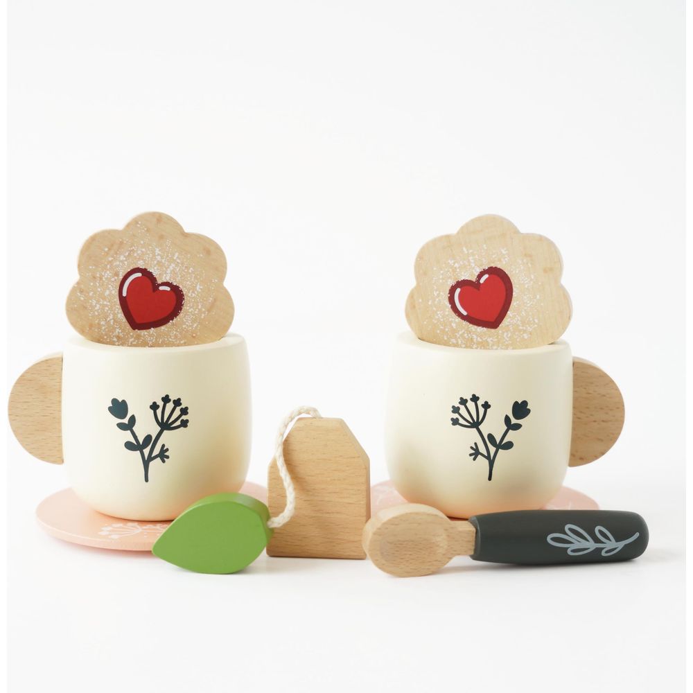 12 Piece Wooden Tea Set & Tray - FAO Schwarz