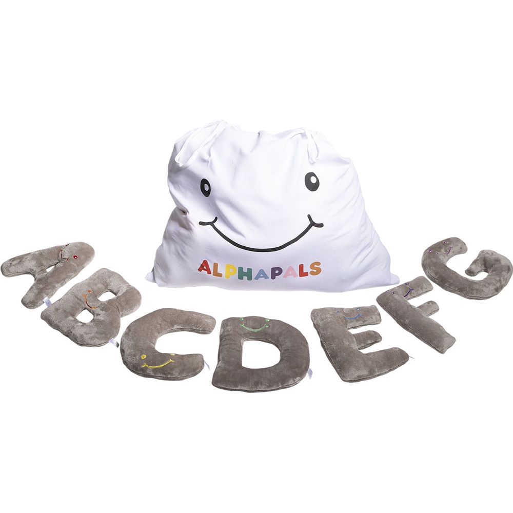 Alphabet Plush Set – Rhino Grey Letters with White Drawstring Bag - FAO Schwarz