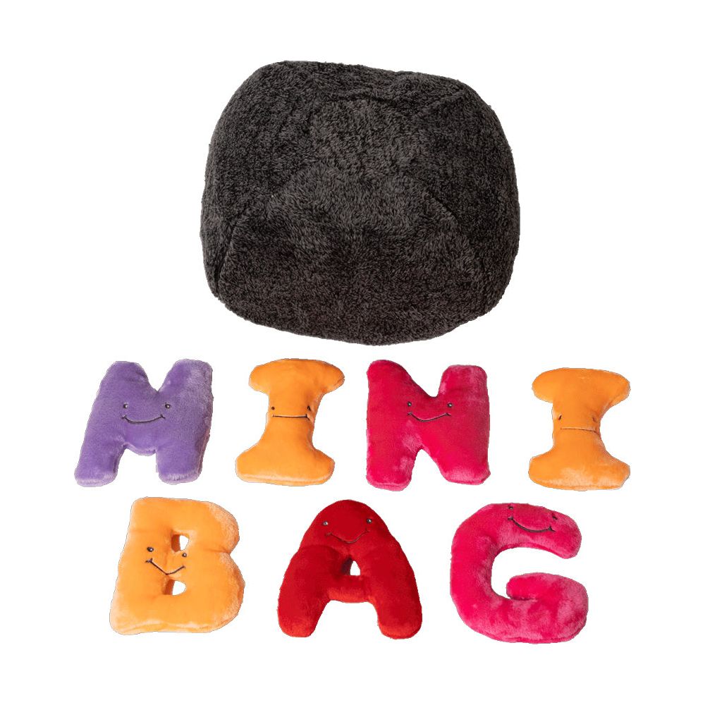 Alphabet Plush Mini Set – Rainbow Letters with Dark Grey Bag - FAO Schwarz