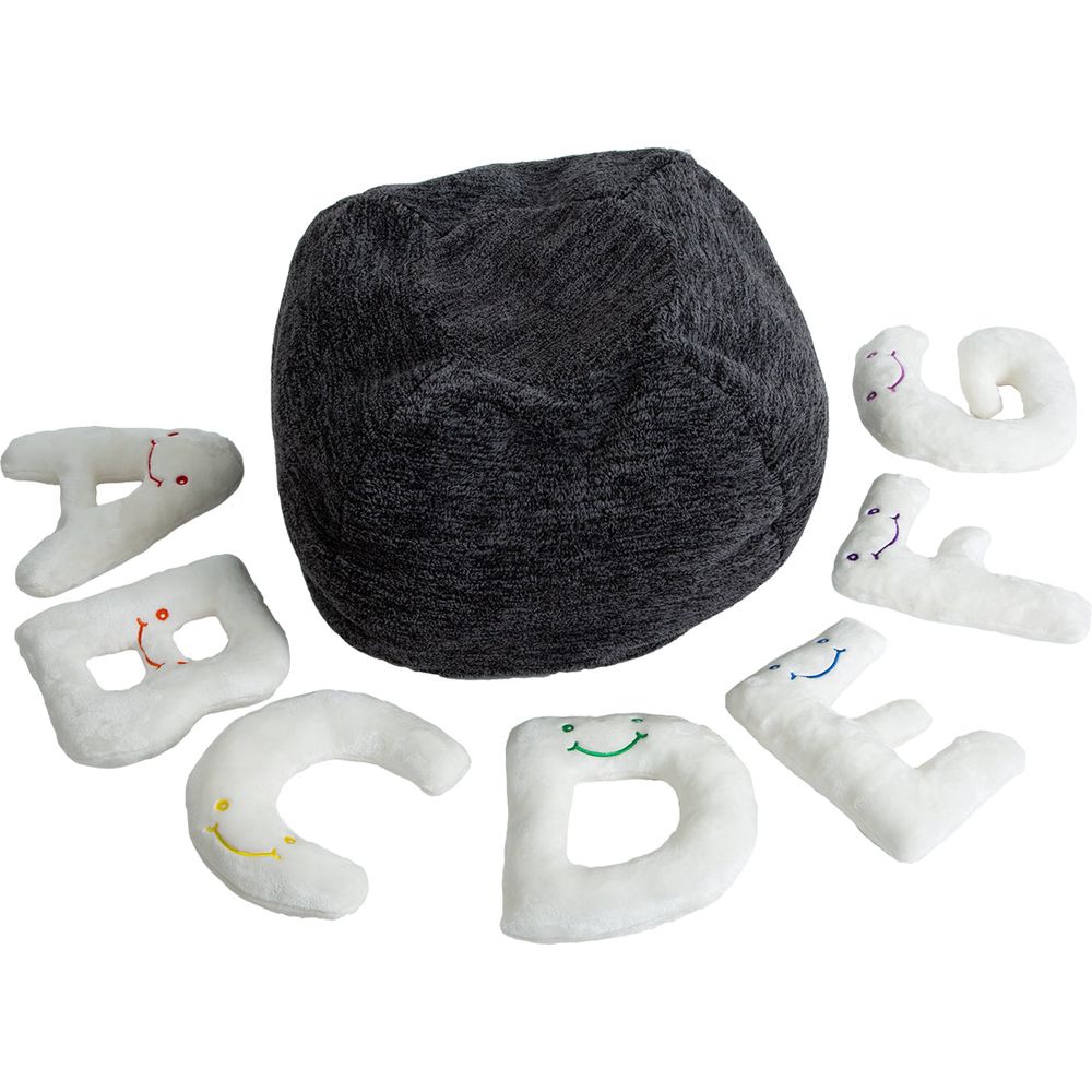 Alphabet Plush Set – Cream Letters with Dark Grey Bag - FAO Schwarz