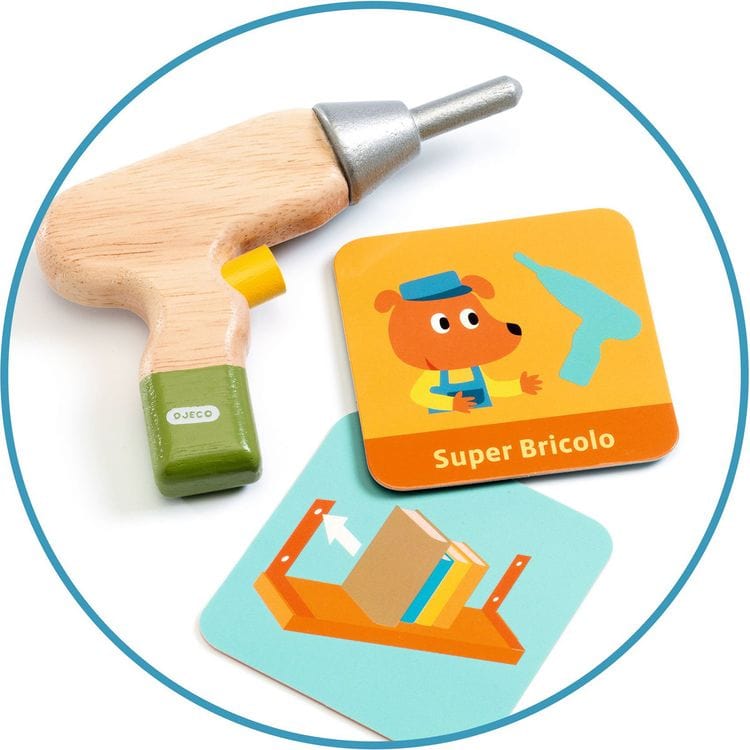 Super Bricolo Pretend Play Wooden Toolbox - FAO Schwarz