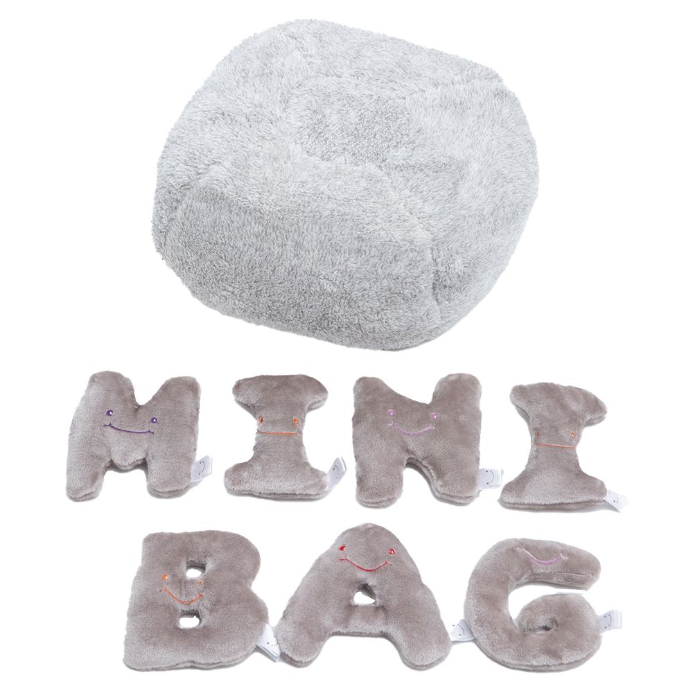 Alphabet Plush Mini Set – Rhino Grey Letters with Light Grey Bag - FAO Schwarz